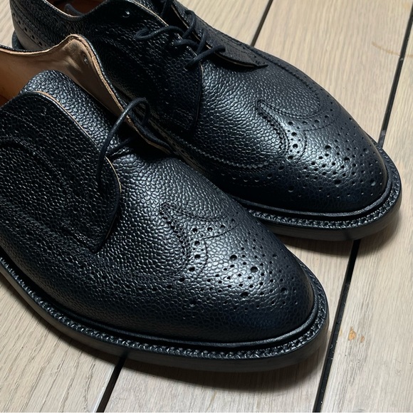 1100$ Thom Browne Grain Textured Longwing Black Brogues Shoes, Oxfords 8 US main image 8